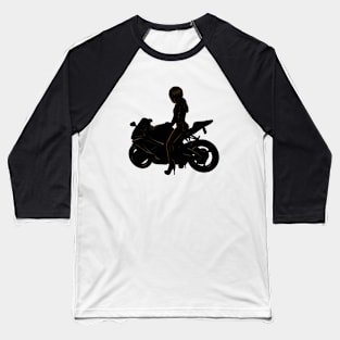 Motorradfahrerin Baseball T-Shirt